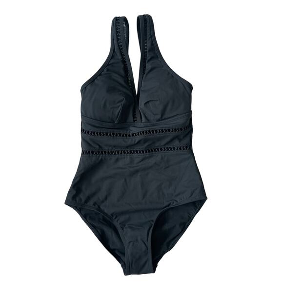 Sea Level Swim Essentials Spliced One-Piece Swimsuit Black Women’s Size 4 - Picture 2 of 6